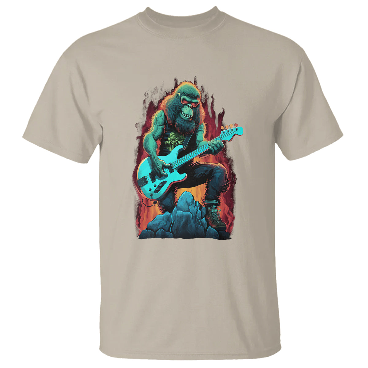 Rocking On Bigfoot Sasquatch Loves Rock And Roll T Shirt - Wonder Print Shop