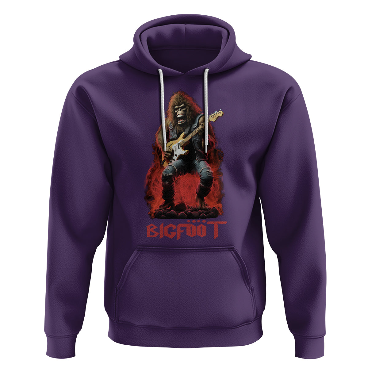 Bigfoot Rock N Roll Hoodie Funny Sasquatch Playing Electric Guitar - Wonder Print Shop