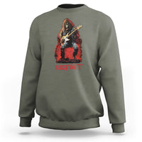 Bigfoot Rock N Roll Sweatshirt Funny Sasquatch Playing Electric Guitar - Wonder Print Shop