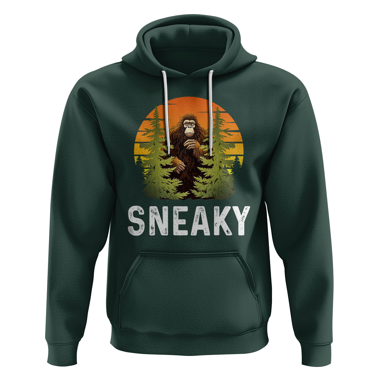 Bigfoot Sneaky Hoodie Funny Sasquatch Hiding Retro Forest - Wonder Print Shop