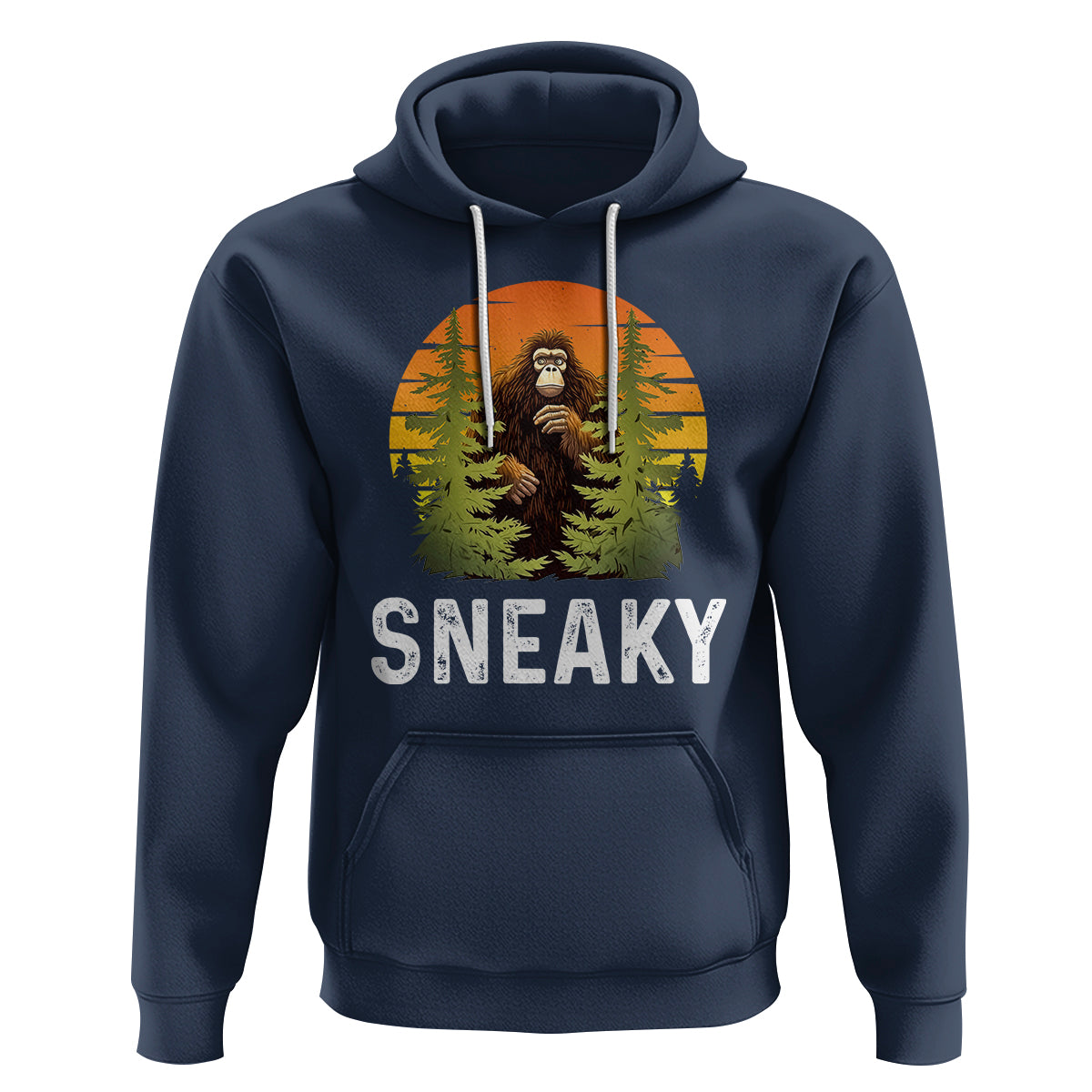 Bigfoot Sneaky Hoodie Funny Sasquatch Hiding Retro Forest - Wonder Print Shop
