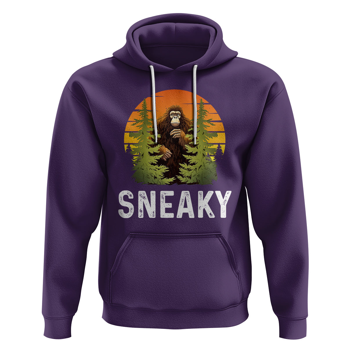 Bigfoot Sneaky Hoodie Funny Sasquatch Hiding Retro Forest - Wonder Print Shop