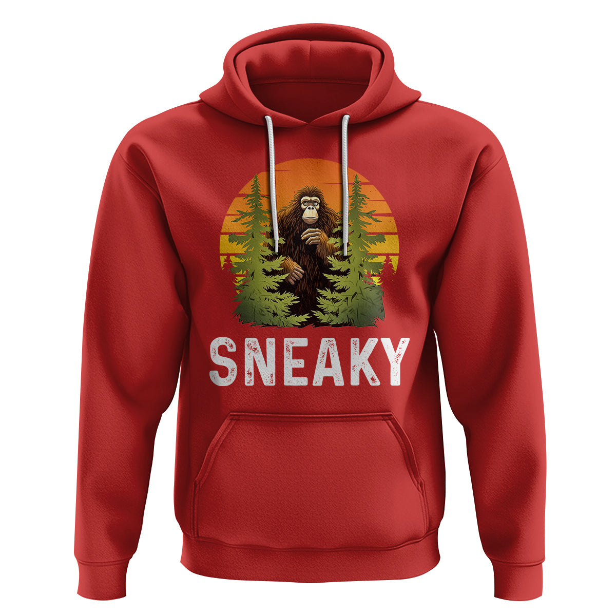 Bigfoot Sneaky Hoodie Funny Sasquatch Hiding Retro Forest - Wonder Print Shop