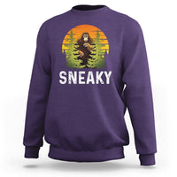Bigfoot Sneaky Sweatshirt Funny Sasquatch Hiding Retro Forest - Wonder Print Shop