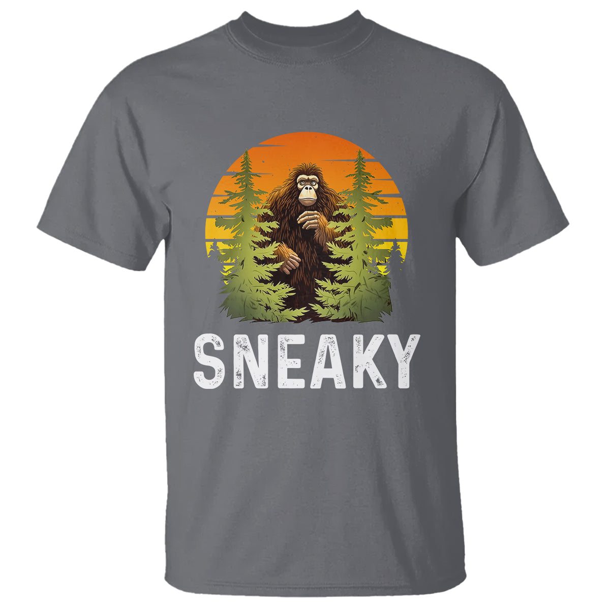 Bigfoot Sneaky T Shirt Funny Sasquatch Hiding Retro Forest - Wonder Print Shop