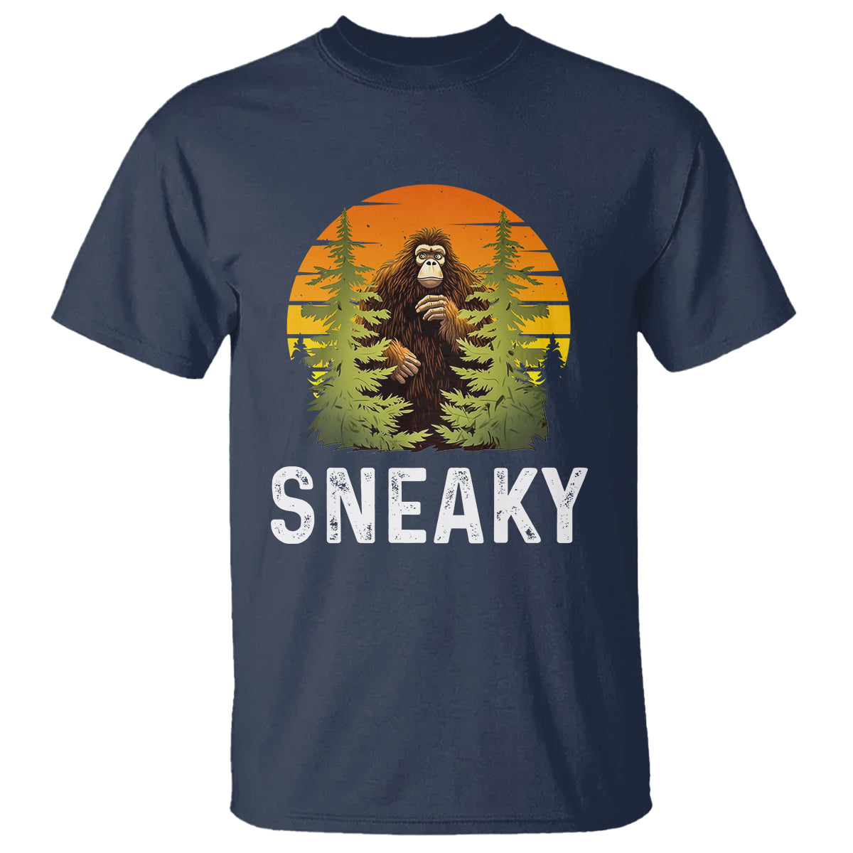 Bigfoot Sneaky T Shirt Funny Sasquatch Hiding Retro Forest - Wonder Print Shop