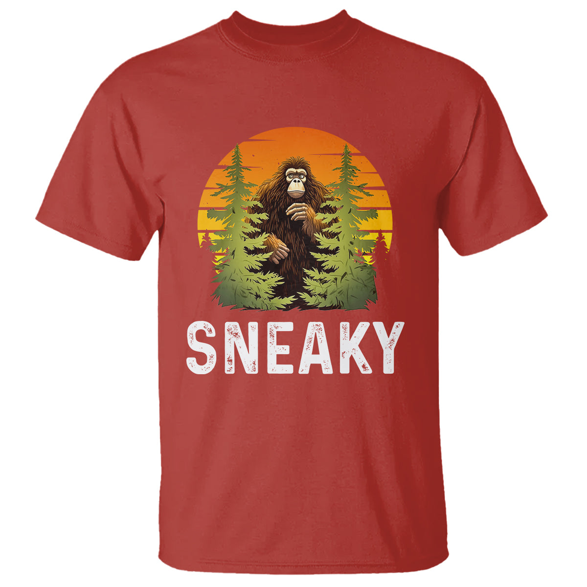 Bigfoot Sneaky T Shirt Funny Sasquatch Hiding Retro Forest - Wonder Print Shop