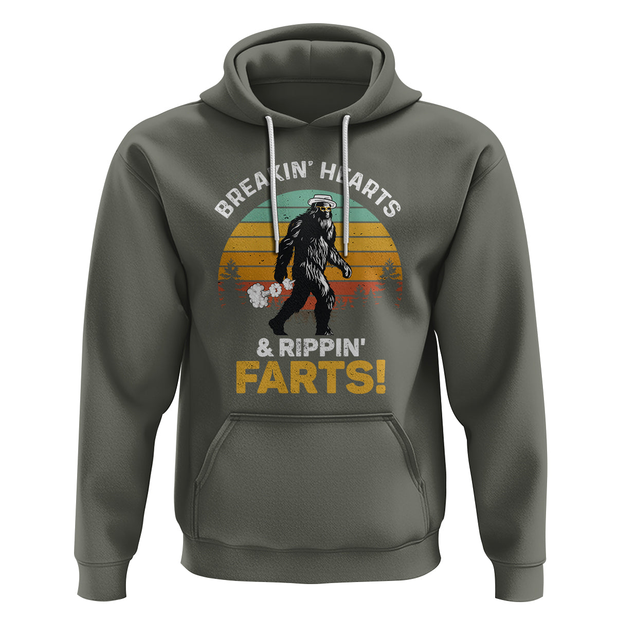 Funny Bigfoot Hoodie Breakin Hearts & Rippin Farts! Sasquatch - Wonder Print Shop