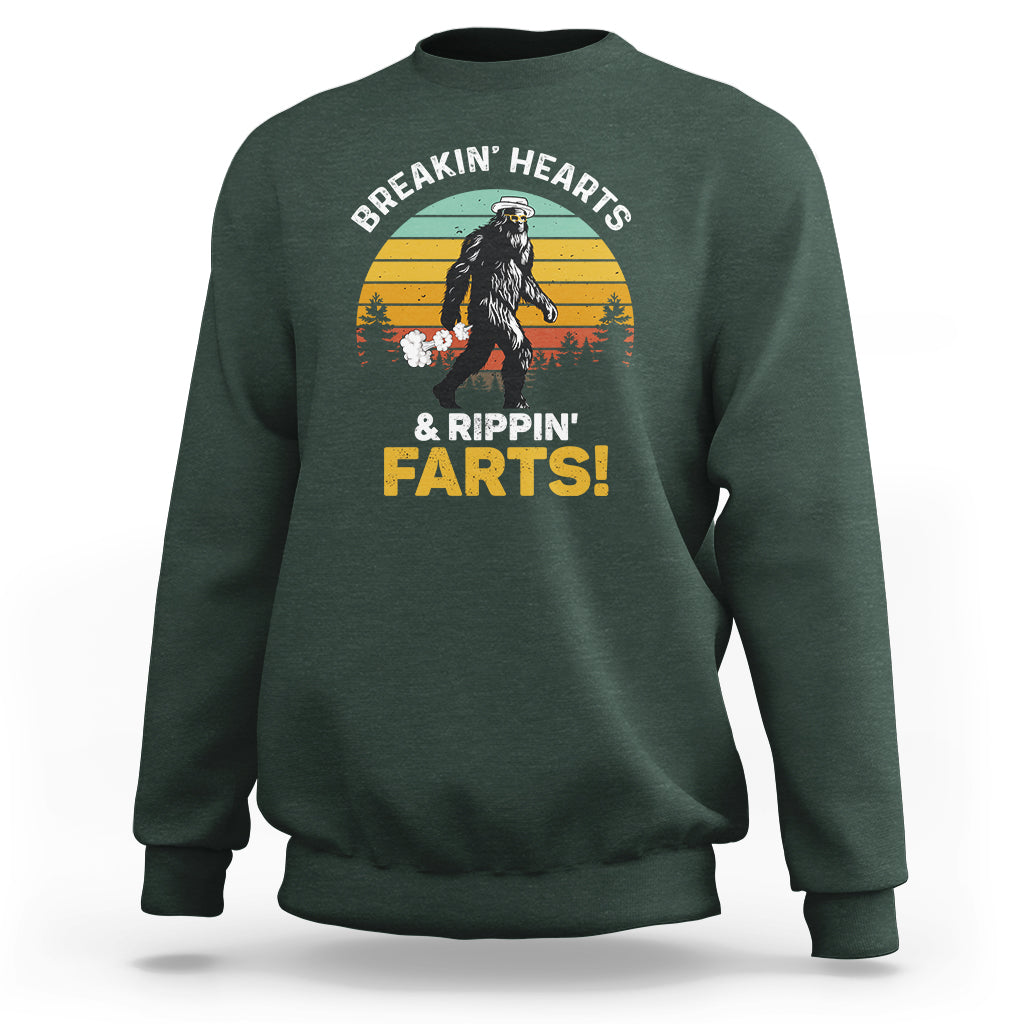 Funny Bigfoot Sweatshirt Breakin Hearts & Rippin Farts! Sasquatch - Wonder Print Shop