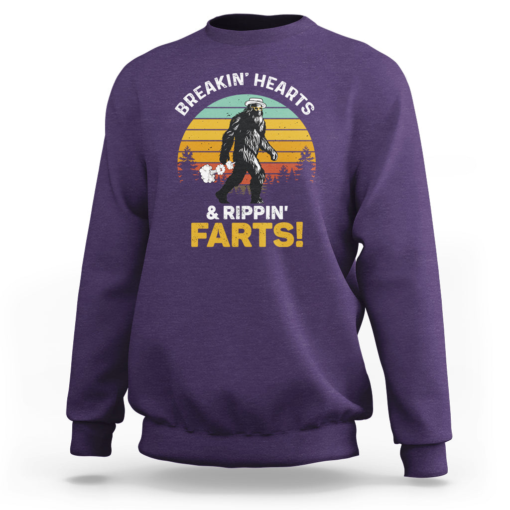 Funny Bigfoot Sweatshirt Breakin Hearts & Rippin Farts! Sasquatch - Wonder Print Shop