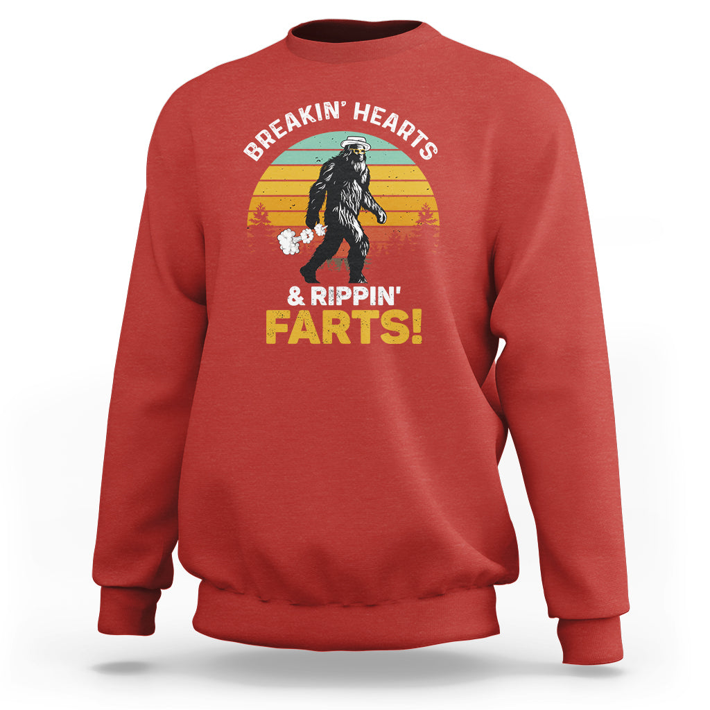 Funny Bigfoot Sweatshirt Breakin Hearts & Rippin Farts! Sasquatch - Wonder Print Shop