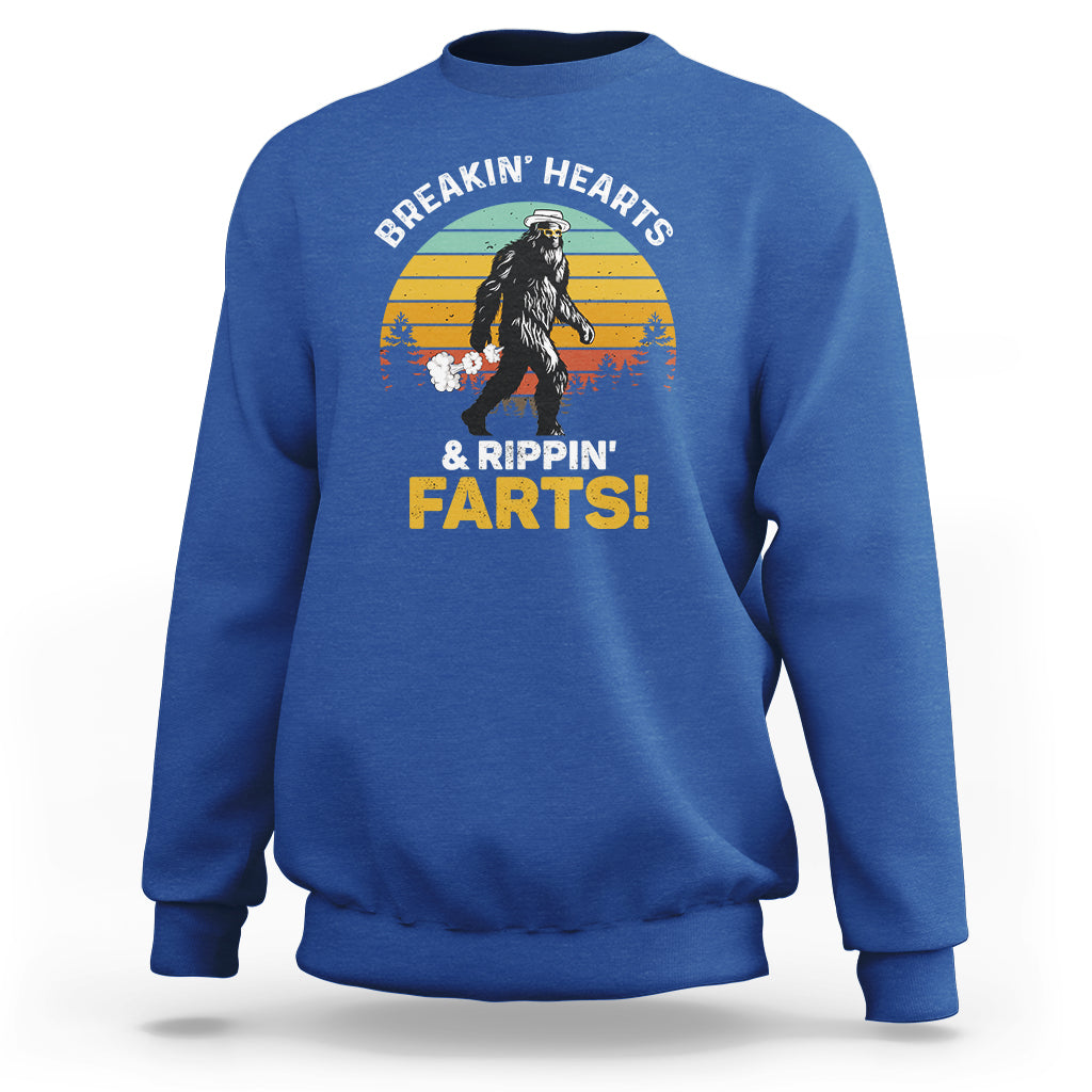 Funny Bigfoot Sweatshirt Breakin Hearts & Rippin Farts! Sasquatch - Wonder Print Shop