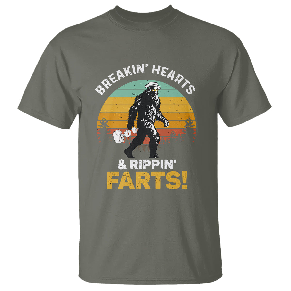 Funny Bigfoot T Shirt Breakin Hearts & Rippin Farts! Sasquatch - Wonder Print Shop