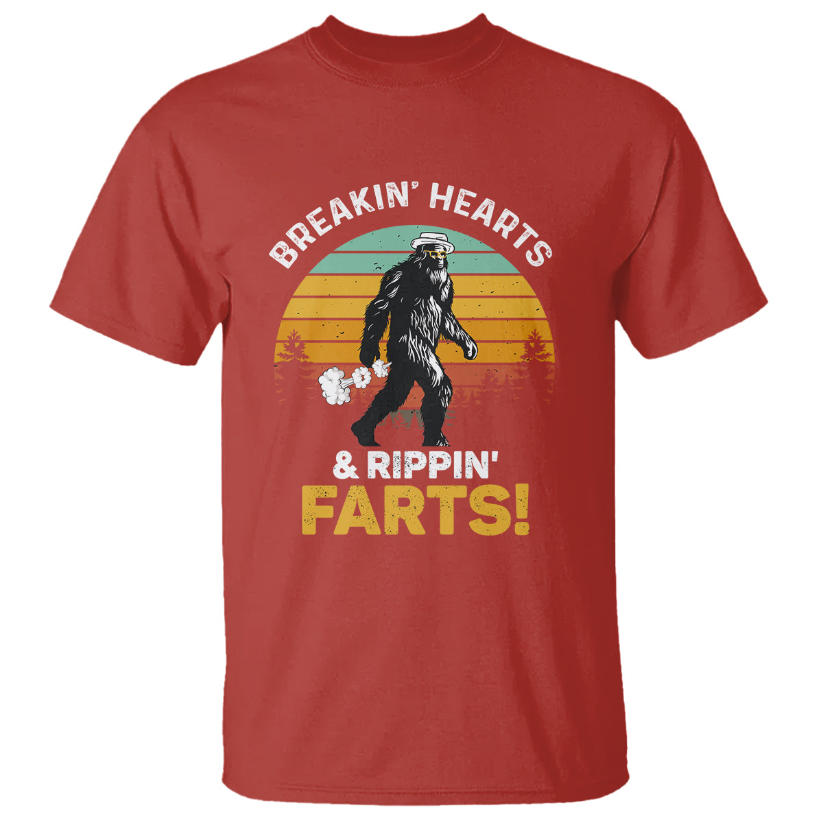 Funny Bigfoot T Shirt Breakin Hearts & Rippin Farts! Sasquatch - Wonder Print Shop