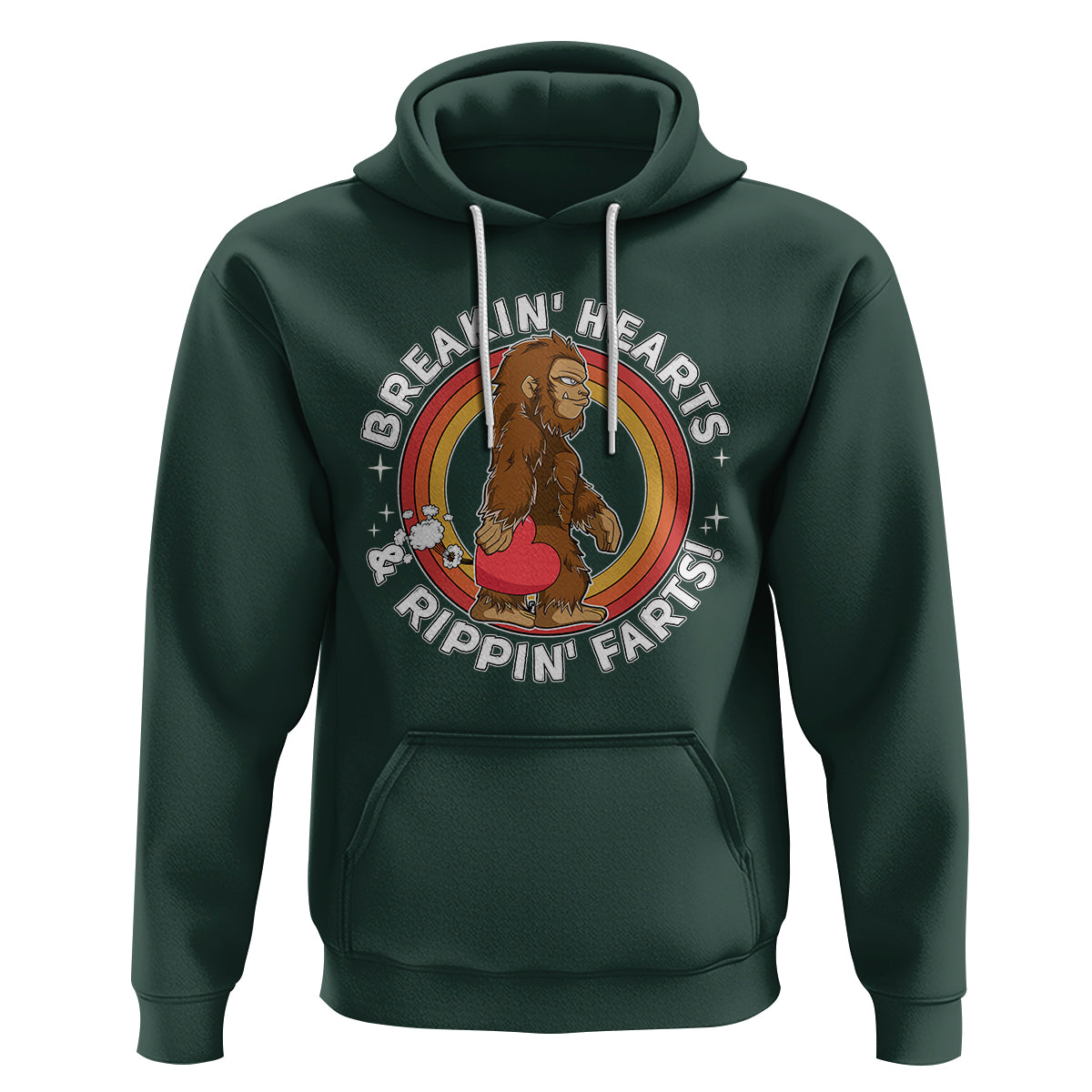 Bigfoot Breakin Hearts & Rippin Farts! Cute Sasquatch Hoodie - Wonder Print Shop