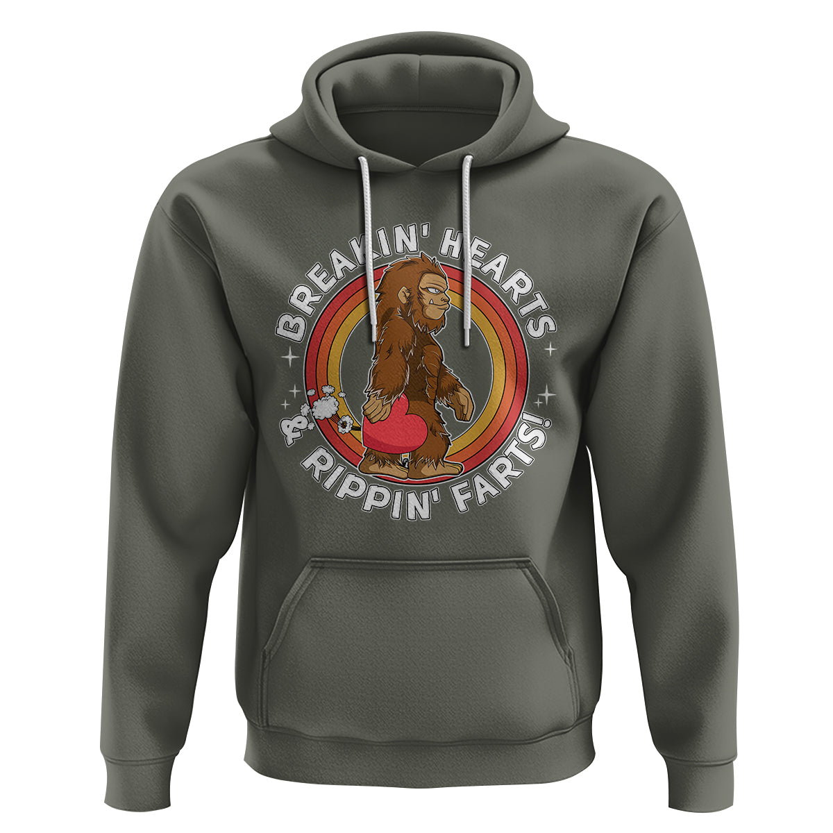 Bigfoot Breakin Hearts & Rippin Farts! Cute Sasquatch Hoodie - Wonder Print Shop