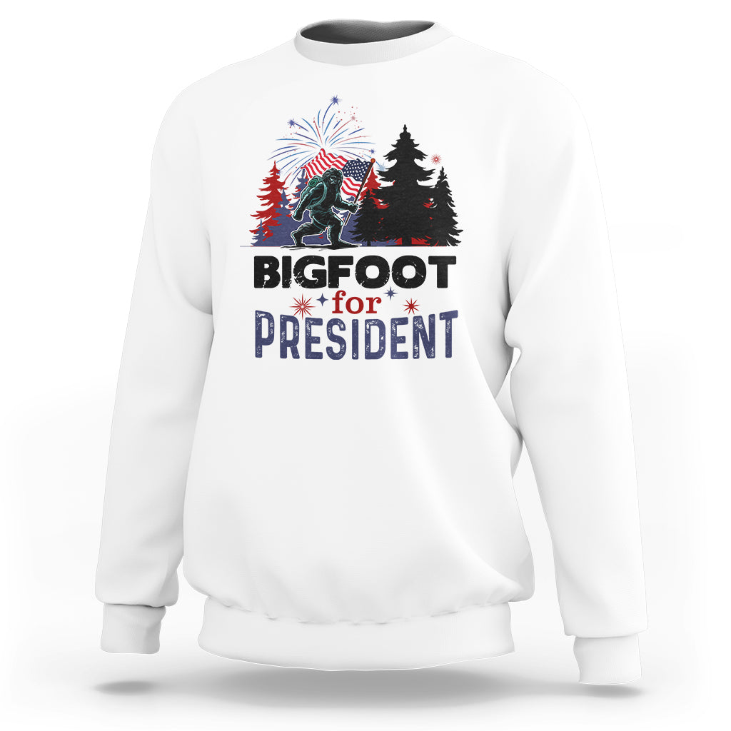 Bigfoot For President Sweatshirt Funny American USA Flag Sasquatch Election - Wonder Print Shop