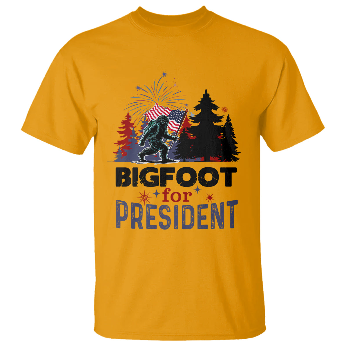 Bigfoot For President T Shirt Funny American USA Flag Sasquatch Election - Wonder Print Shop