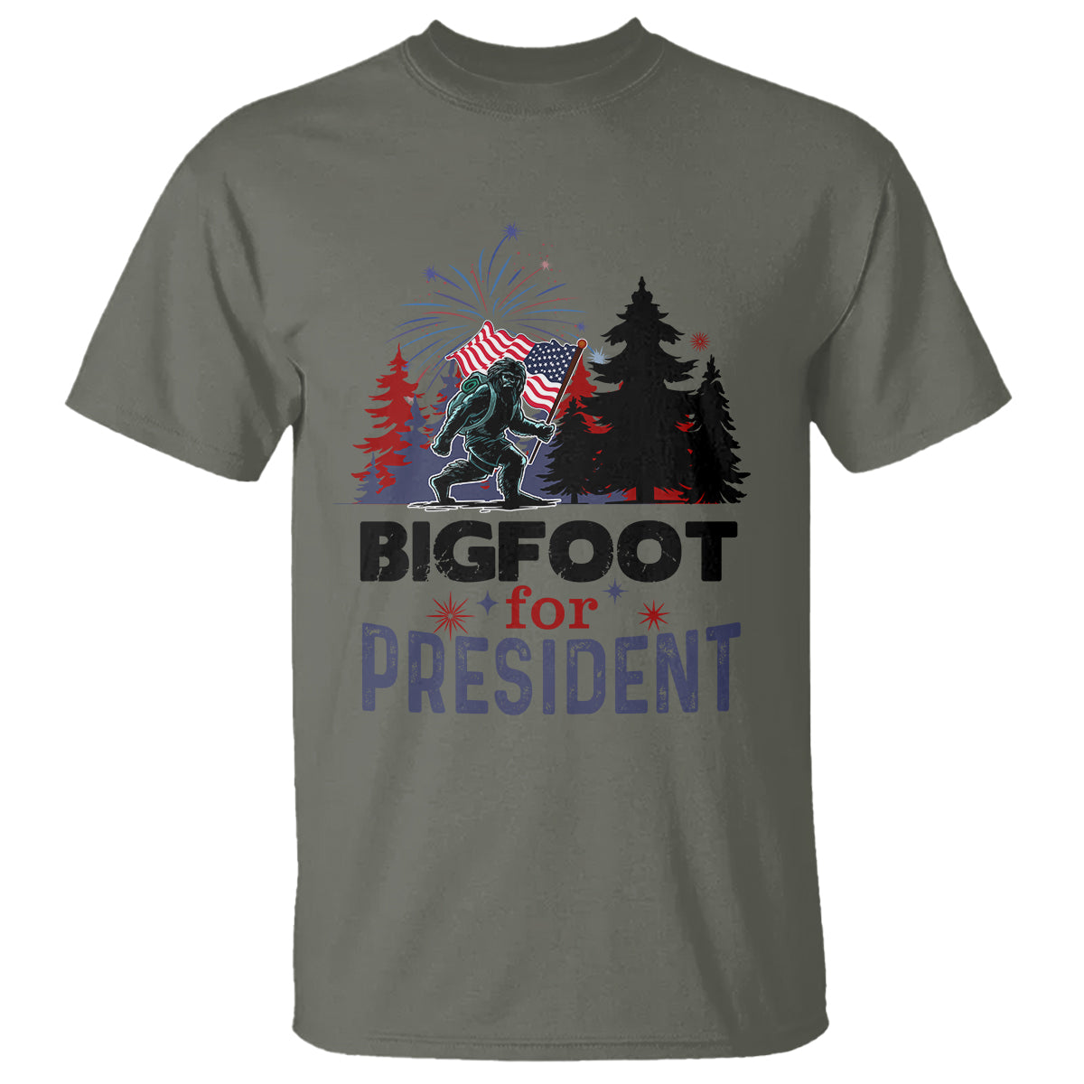 Bigfoot For President T Shirt Funny American USA Flag Sasquatch Election - Wonder Print Shop