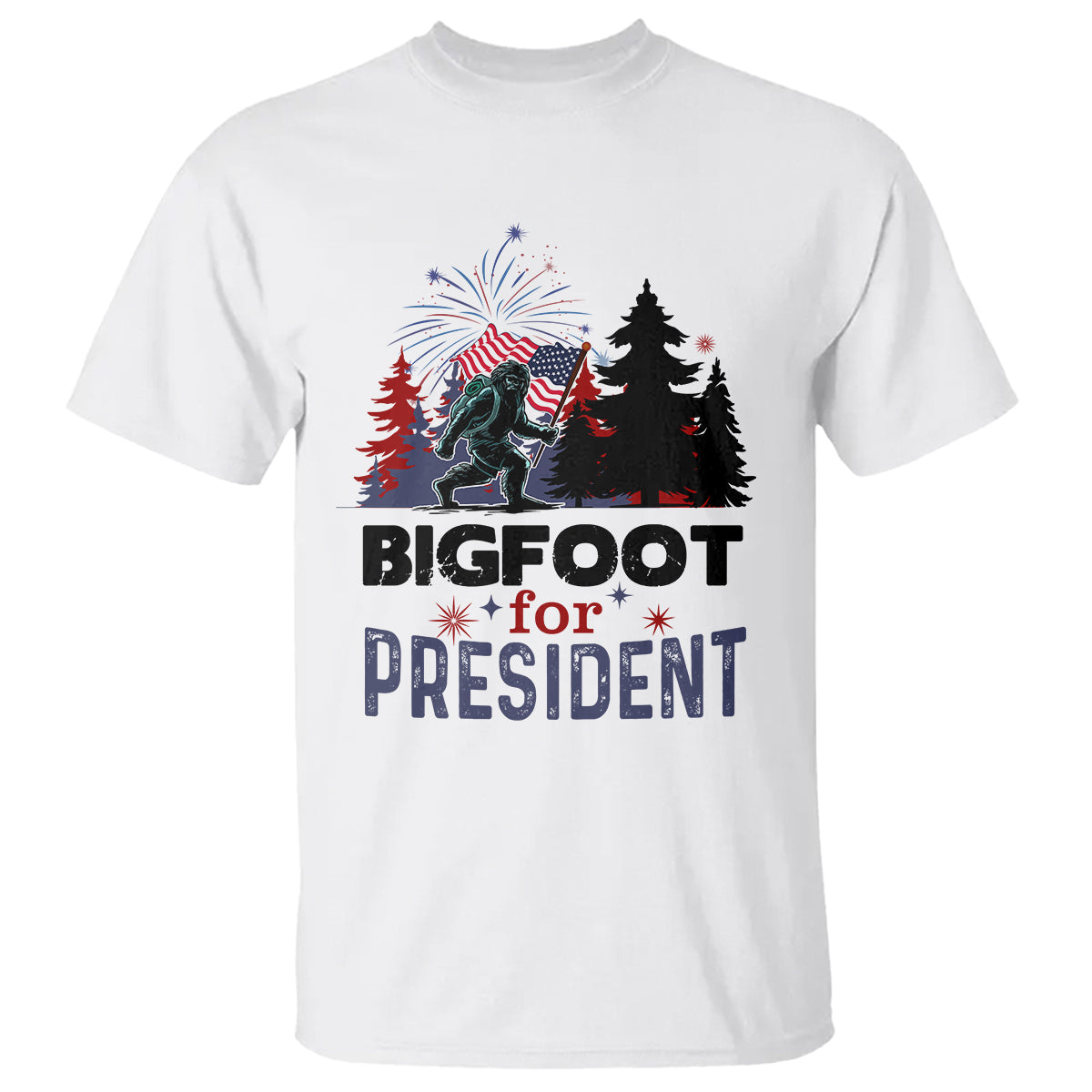 Bigfoot For President T Shirt Funny American USA Flag Sasquatch Election - Wonder Print Shop