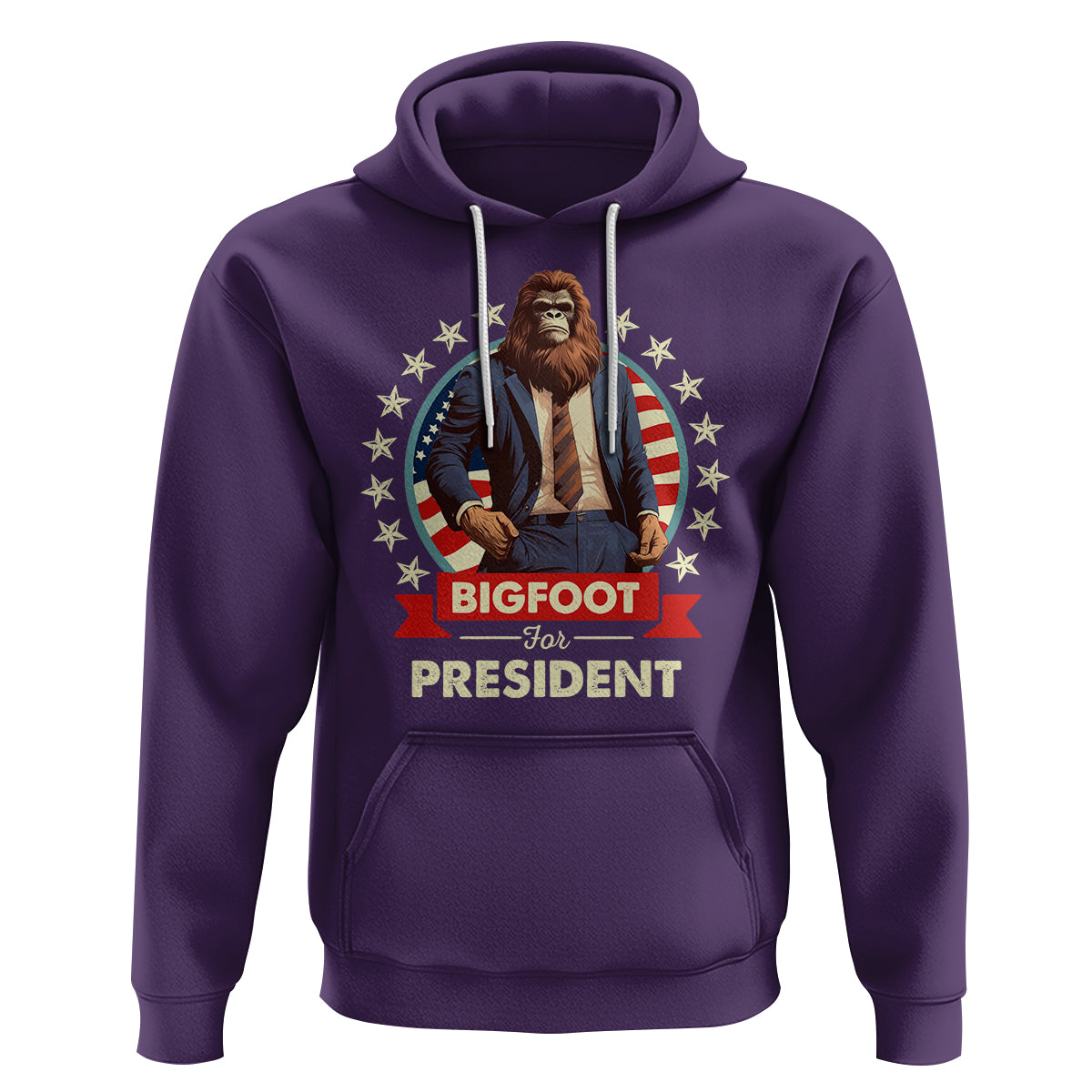 Bigfoot For President Hoodie Funny American USA Flag Sasquatch Election - Wonder Print Shop