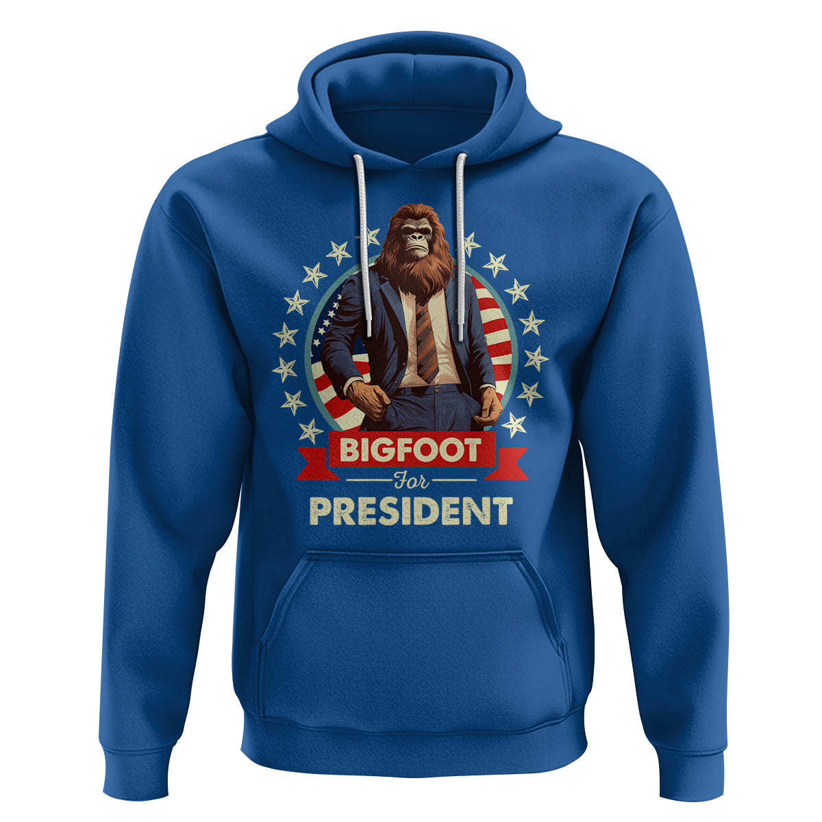 Bigfoot For President Hoodie Funny American USA Flag Sasquatch Election - Wonder Print Shop