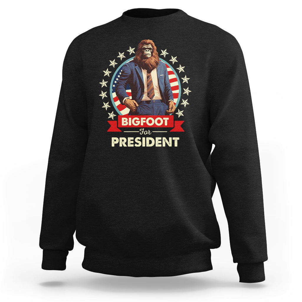 Bigfoot For President Sweatshirt Funny American USA Flag Sasquatch Election - Wonder Print Shop