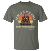 Bigfoot Drinking Coffee T Shirt Believe In Yourself Even When No One else Does - Wonder Print Shop