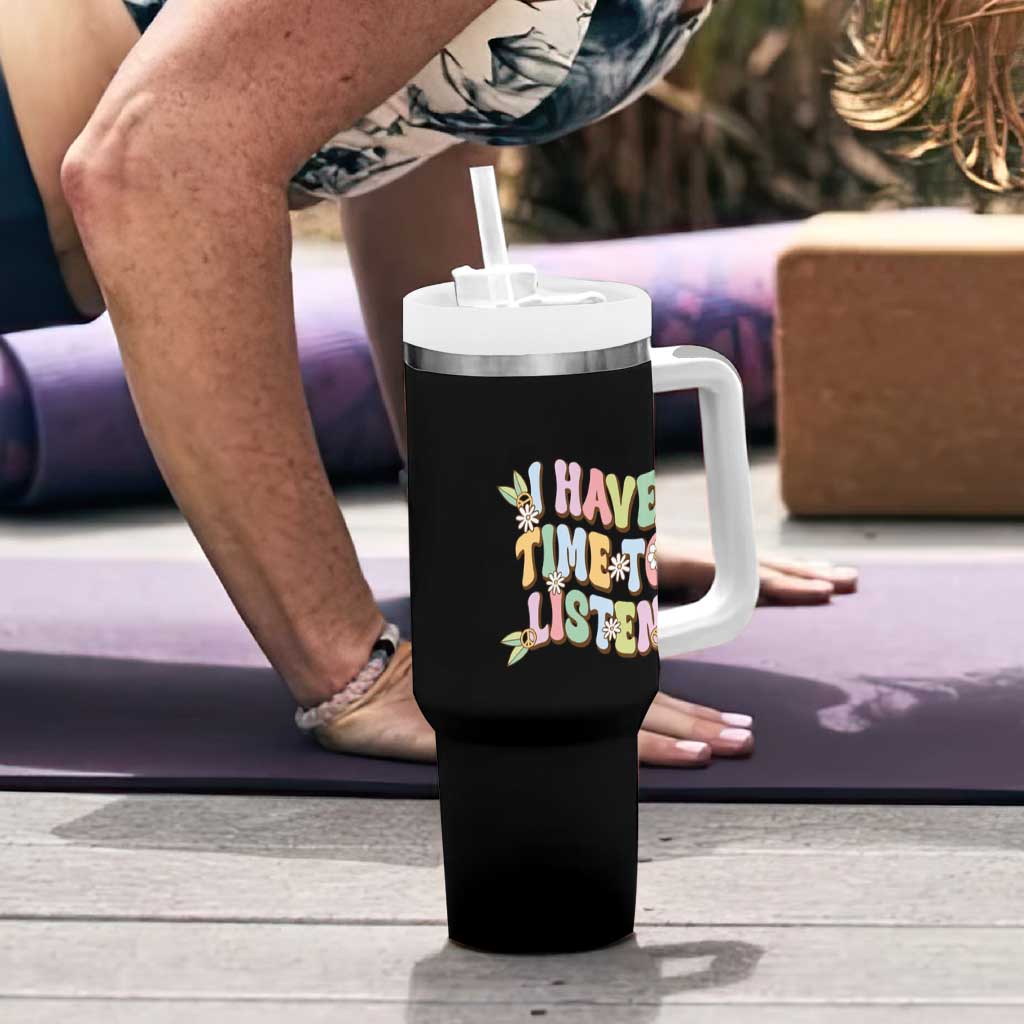 Suicide Prevention Tumbler With Handle I Have Time To Listen Mental Health Retro Groovy