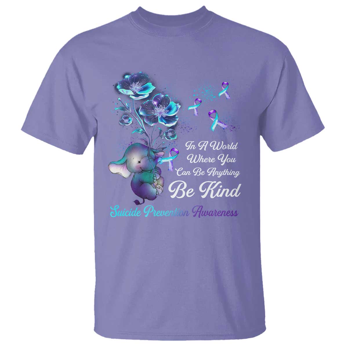 Suicide Prevention Be Kind T Shirt Elephant In A World Where You Can Be Anything - Wonder Print Shop