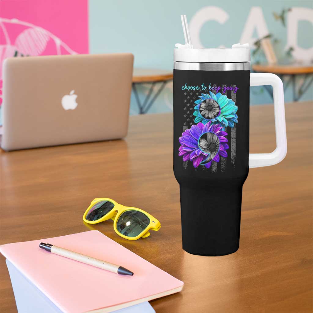 Choose To Keep Going Semicolon Suicide Prevention Tumbler With Handle