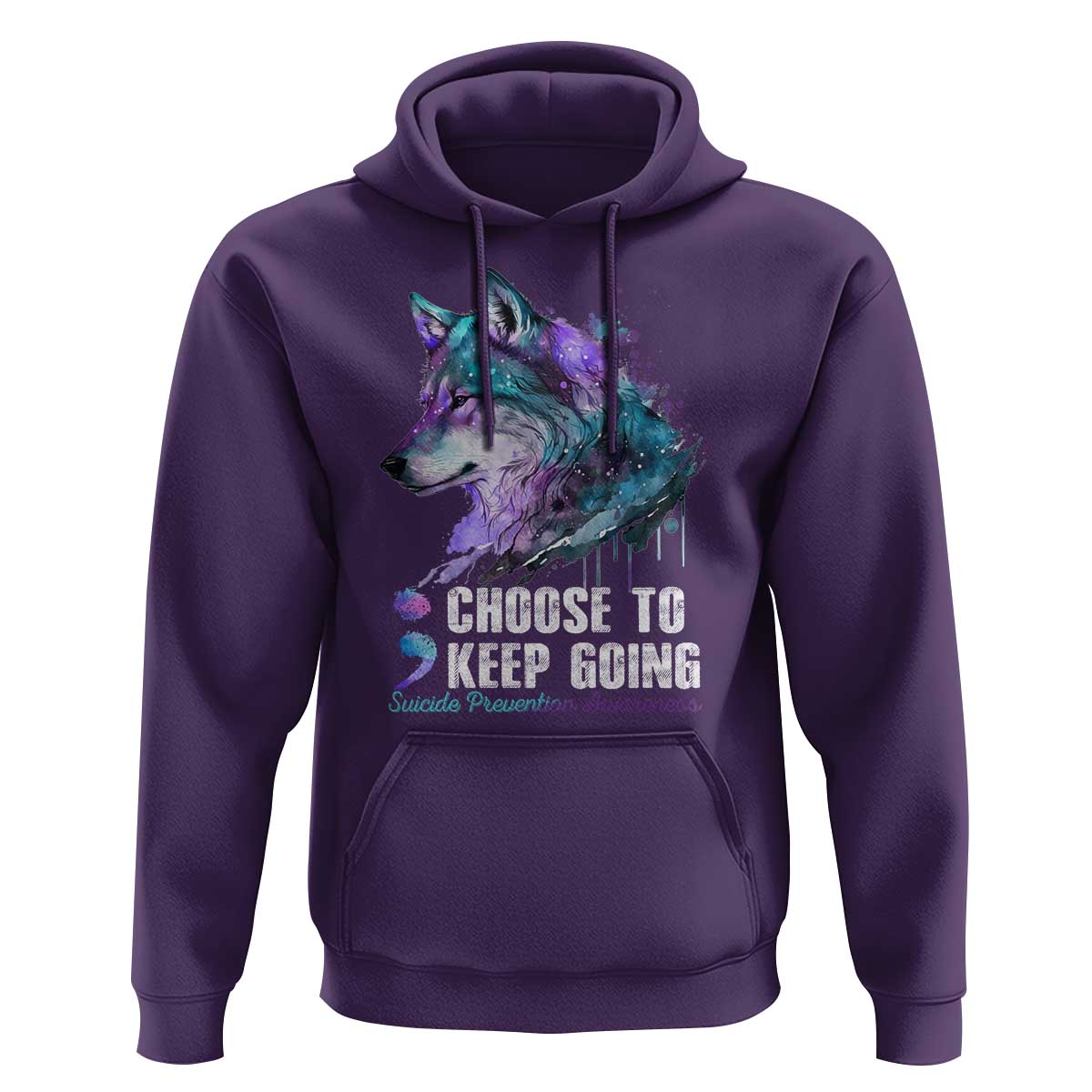 Choose To Keep Going Hoodie Wolf Semicolon Suicide Prevention - Wonder Print Shop