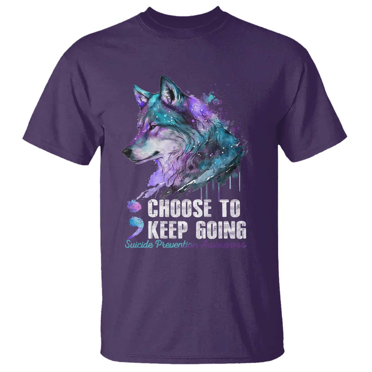 Choose To Keep Going T Shirt Wolf Semicolon Suicide Prevention - Wonder Print Shop