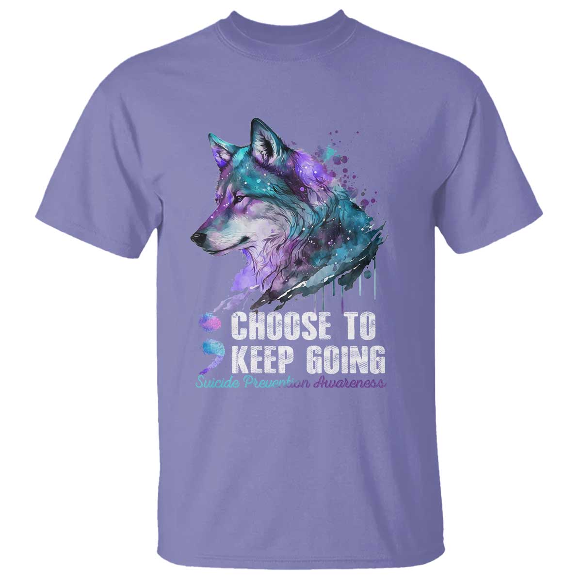 Choose To Keep Going T Shirt Wolf Semicolon Suicide Prevention - Wonder Print Shop