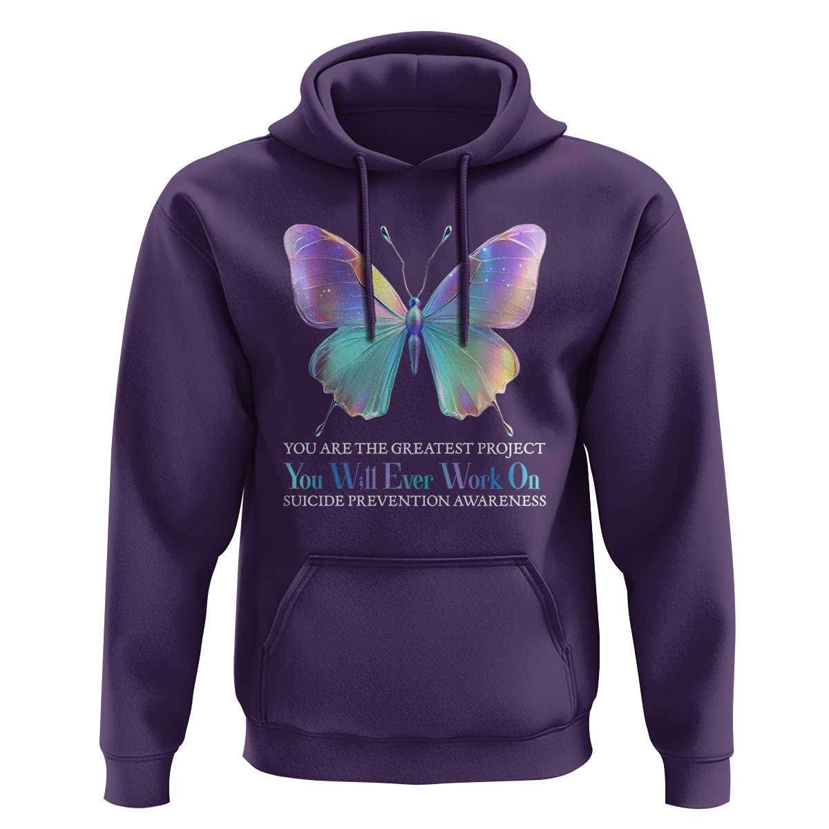 Suicide Prevention Hoodie You Are The Greatest Project You Will Ever Work On Butterfly - Wonder Print Shop