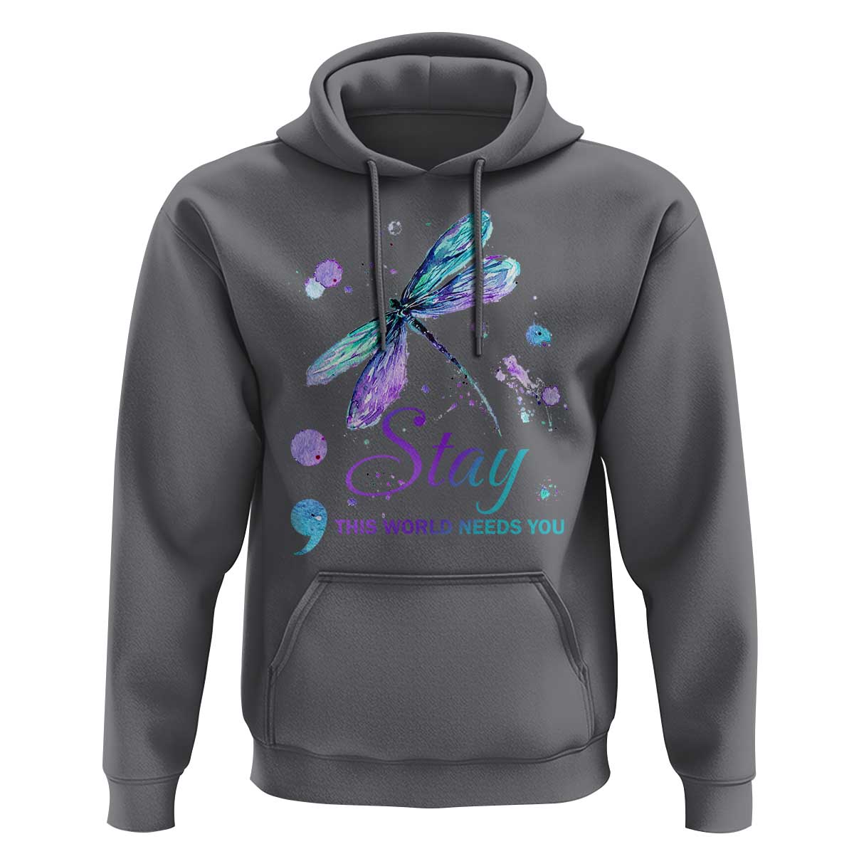 Suicide Prevention Stay Hoodie This World Needs You Semicolon Dragonflies - Wonder Print Shop