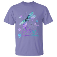 Suicide Prevention Stay T Shirt This World Needs You Semicolon Dragonflies - Wonder Print Shop