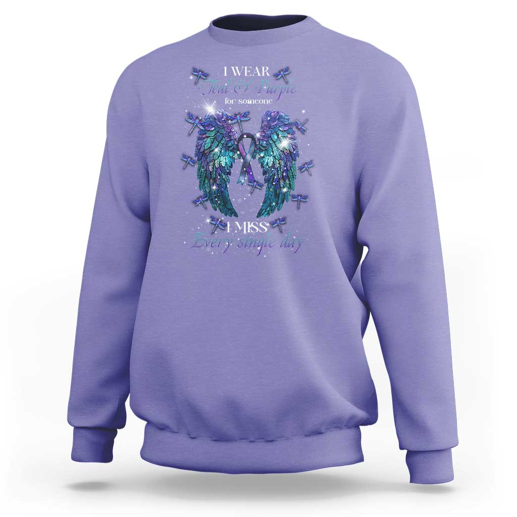 For Someone I Miss Every Single Day Sweatshirt I Wear Teal And Purple Suicide Prevention - Wonder Print Shop