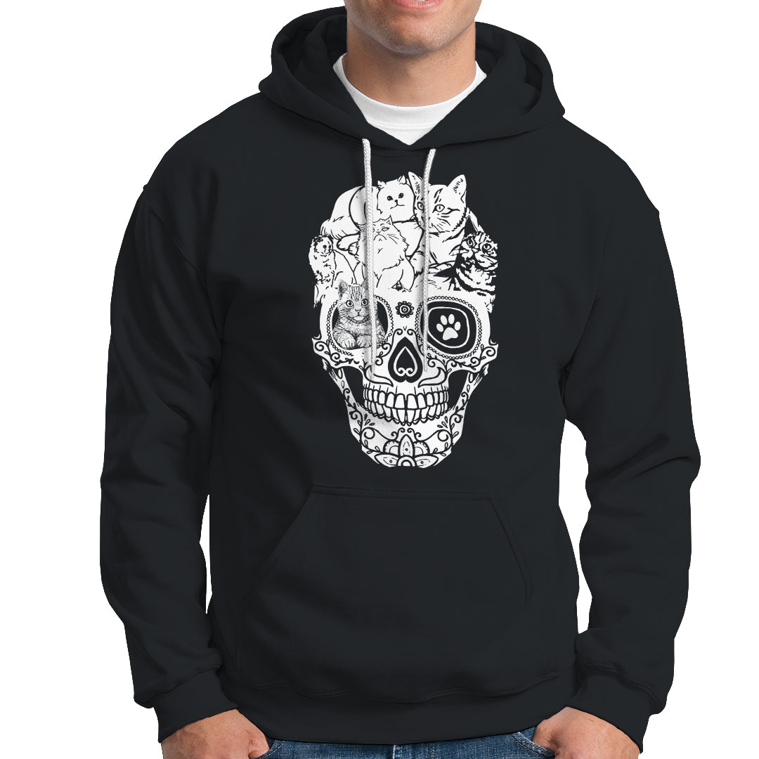 Cat Lover Hoodie Cats Skull Skeleton Cute And Scary - Wonder Print Shop