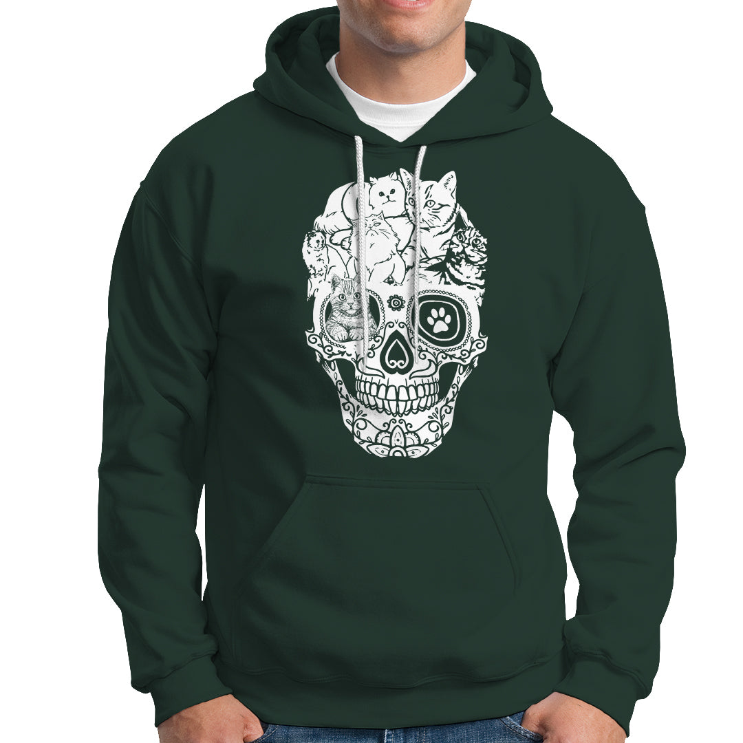Cat Lover Hoodie Cats Skull Skeleton Cute And Scary - Wonder Print Shop