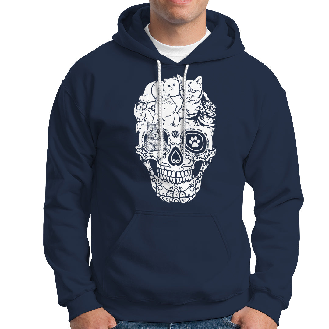 Cat Lover Hoodie Cats Skull Skeleton Cute And Scary - Wonder Print Shop