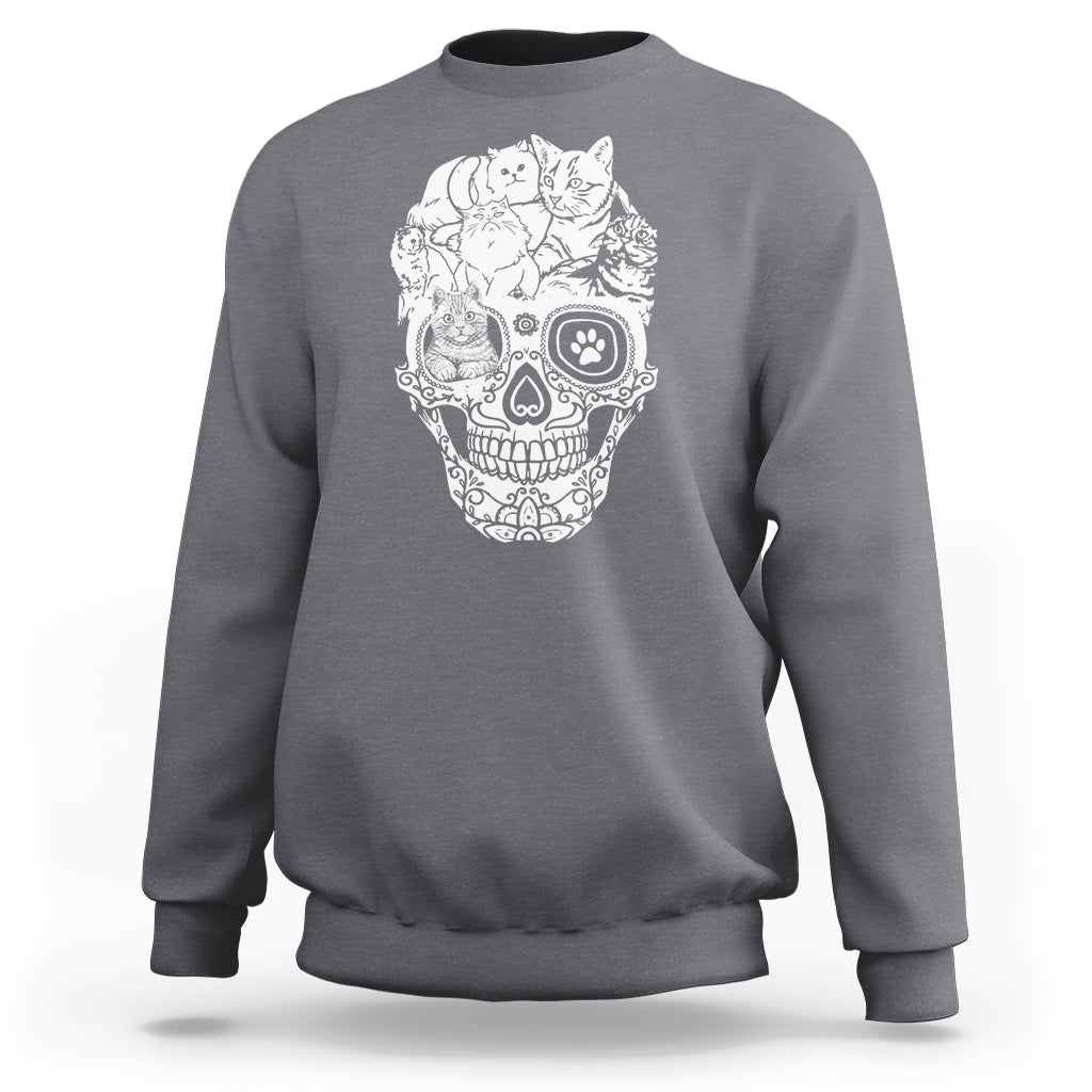 Cat Lover Sweatshirt Cats Skull Skeleton Cute And Scary - Wonder Print Shop
