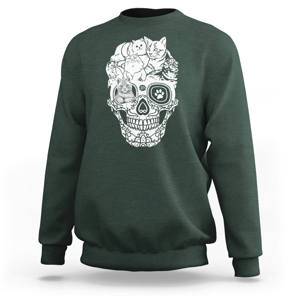 Cat Lover Sweatshirt Cats Skull Skeleton Cute And Scary - Wonder Print Shop