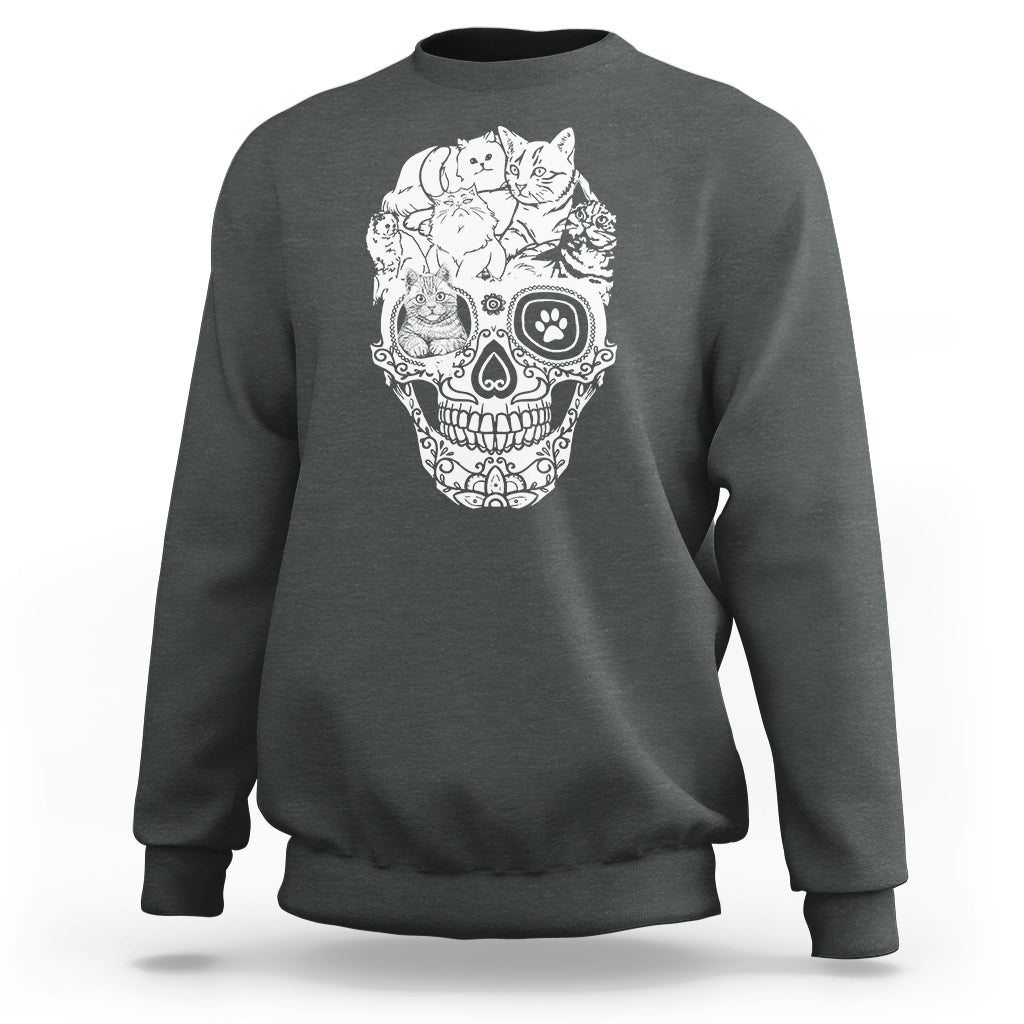 Cat Lover Sweatshirt Cats Skull Skeleton Cute And Scary - Wonder Print Shop