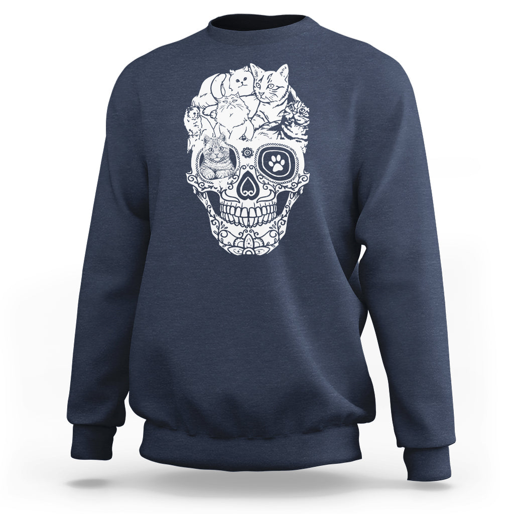 Cat Lover Sweatshirt Cats Skull Skeleton Cute And Scary - Wonder Print Shop