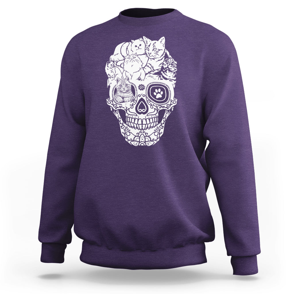 Cat Lover Sweatshirt Cats Skull Skeleton Cute And Scary - Wonder Print Shop