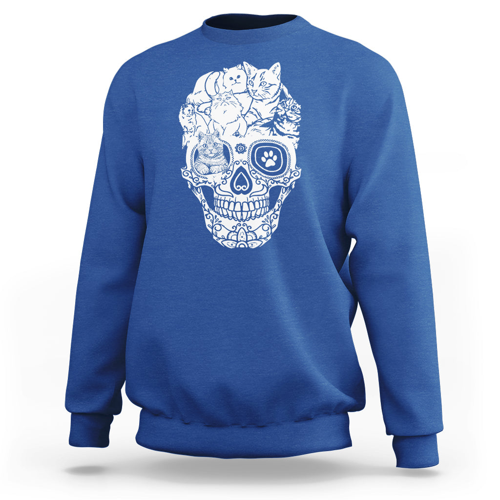 Cat Lover Sweatshirt Cats Skull Skeleton Cute And Scary - Wonder Print Shop