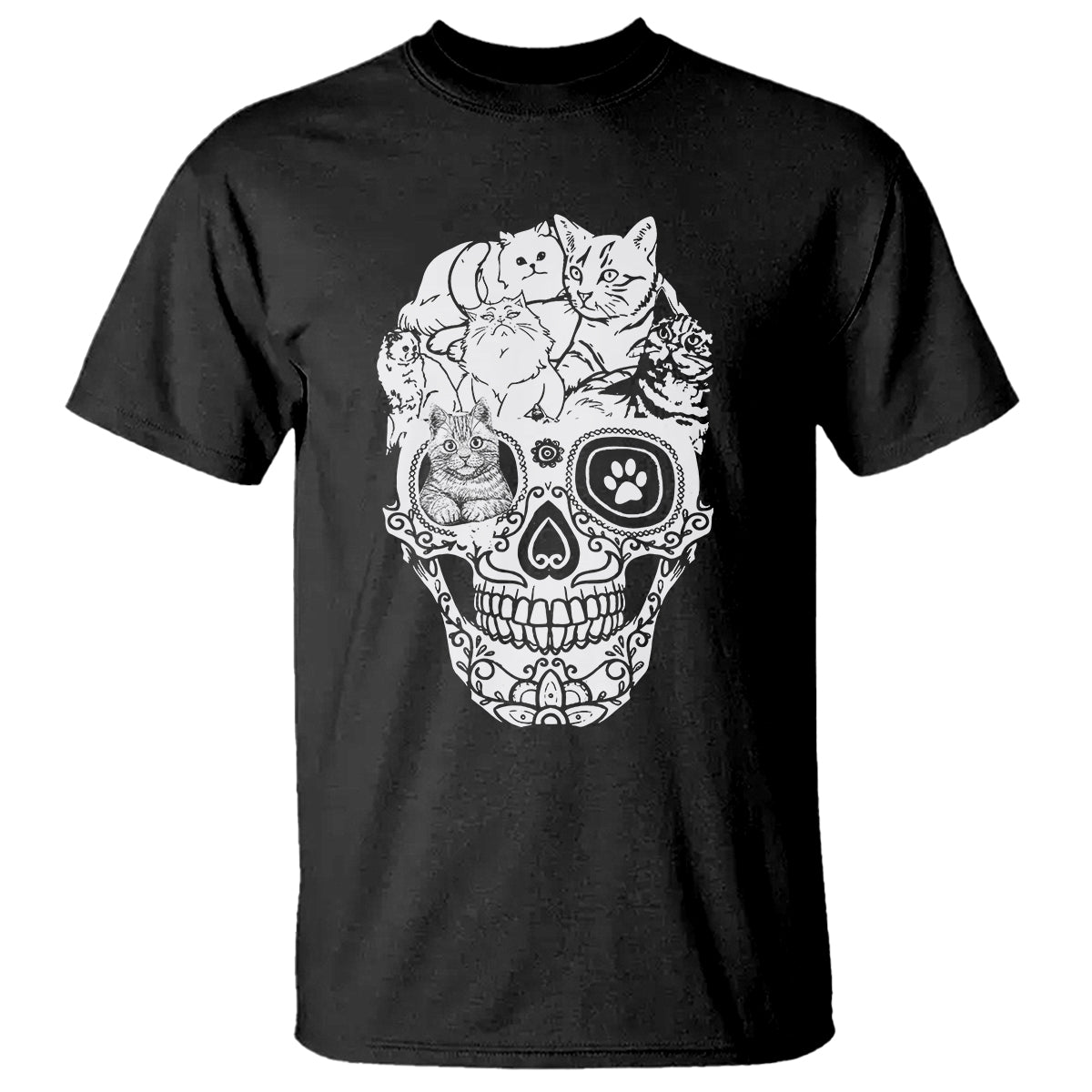 Cat Lover T Shirt Cats Skull Skeleton Cute And Scary - Wonder Print Shop