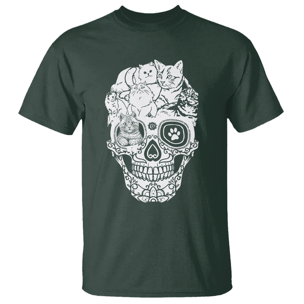 Cat Lover T Shirt Cats Skull Skeleton Cute And Scary - Wonder Print Shop