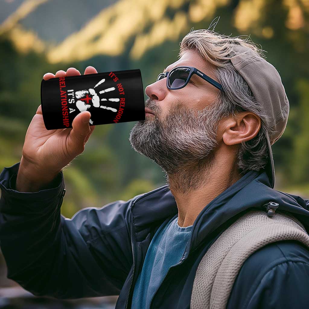 Christian 4 in 1 Can Cooler Tumbler It's Not Religion It's A Relationship